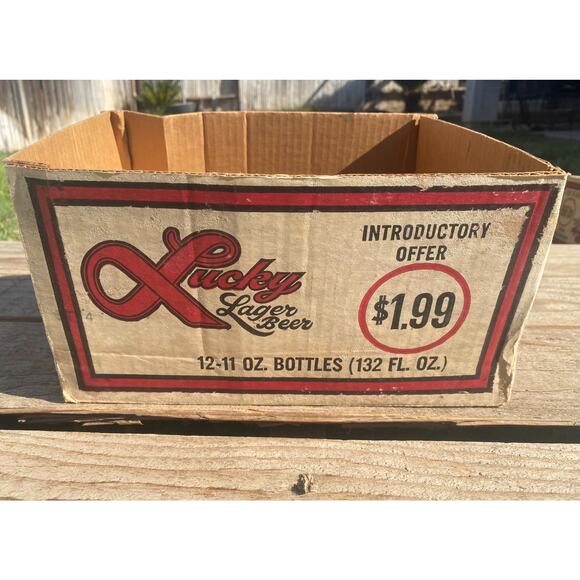 VTG 1962 LUCKY Lager Introductory Offer Beer Carton Box 11oz Stubbies Breweriana - Picture 1 of 5